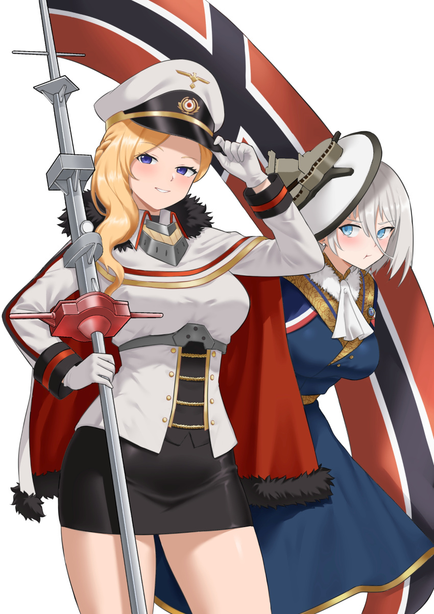 Safebooru - 2girls :t absurdres ascot azur lane black skirt blonde hair ...