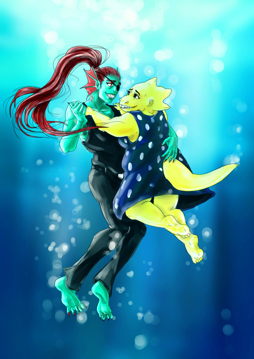 safebooru-2018-2d-2girls-alphys-alternate-costume-anthro-barefoot