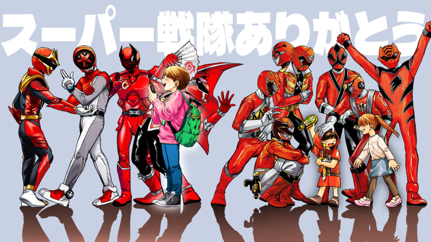 Safebooru - 1girl 6+boys armor avataro sentai donbrothers backpack bag ...