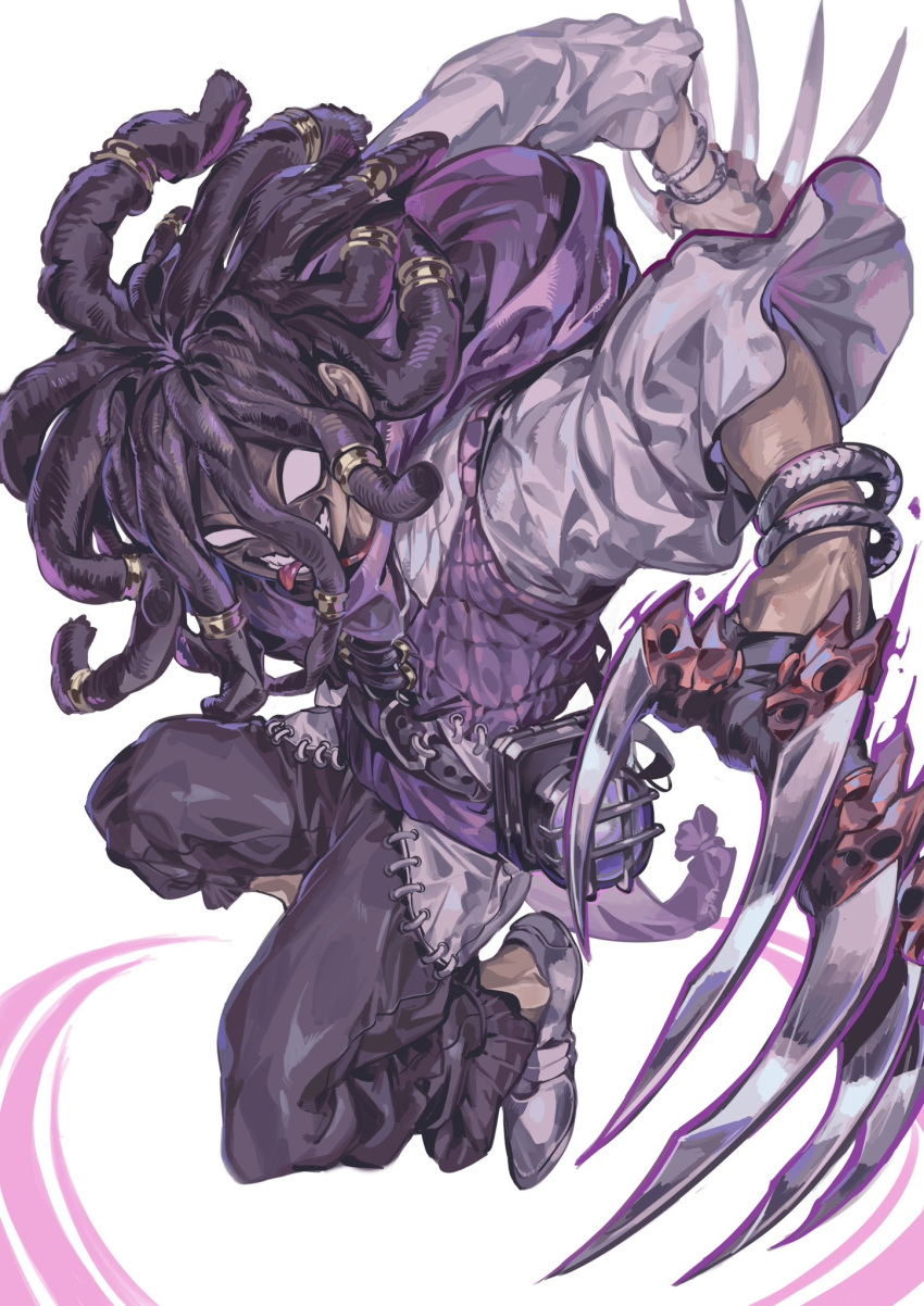 Safebooru - blank eyes bracelet claws commentary crazy grin dreadlocks ...