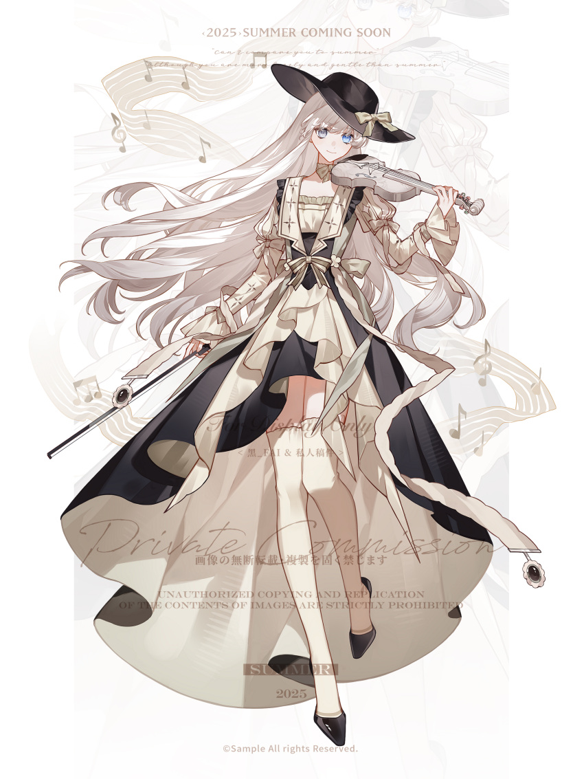 High Cello Notes Safebooru - 1girl absurdres beamed eighth notes black dress blue eyes ...
