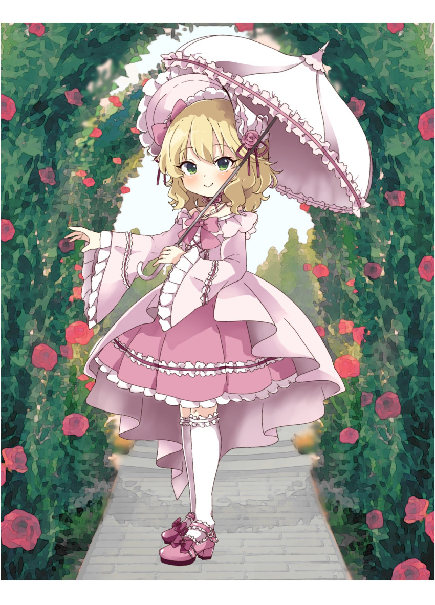 Safebooru - 1girl blonde hair bonnet bow collar commentary criss-cross ...
