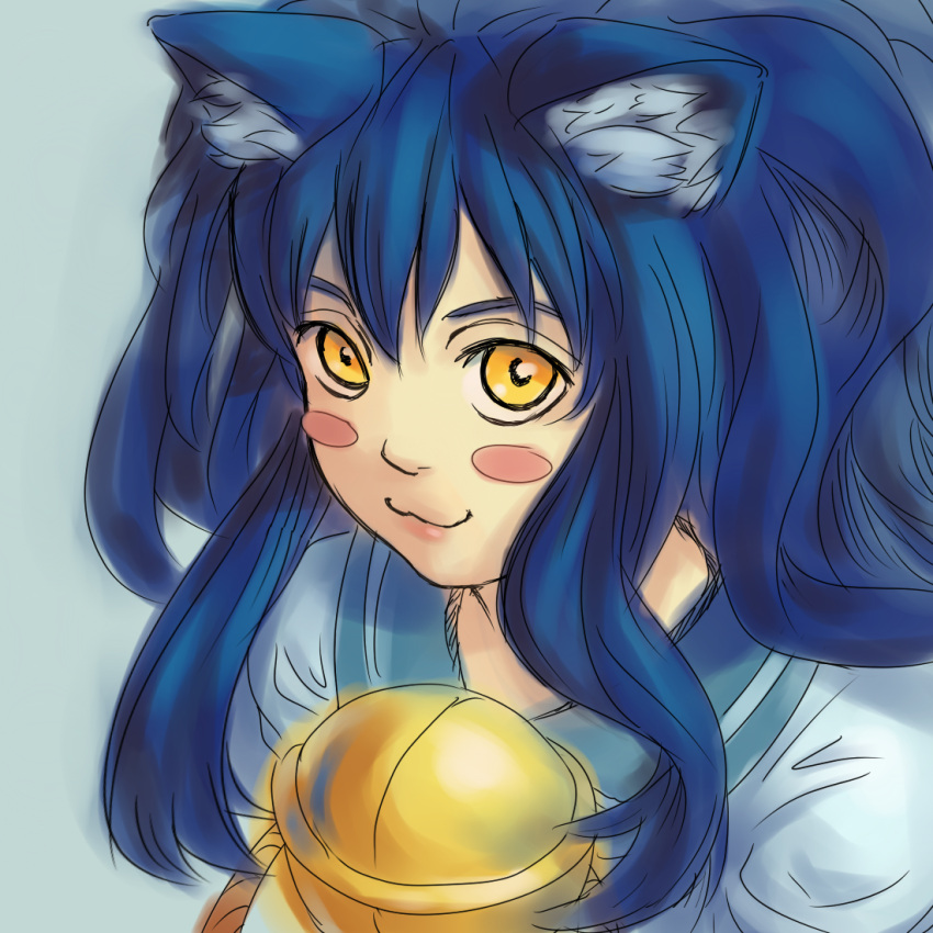Disgaea Rutile Safebooru - 1girl :3 animal ears bell blue hair blush stickers cat ears ...