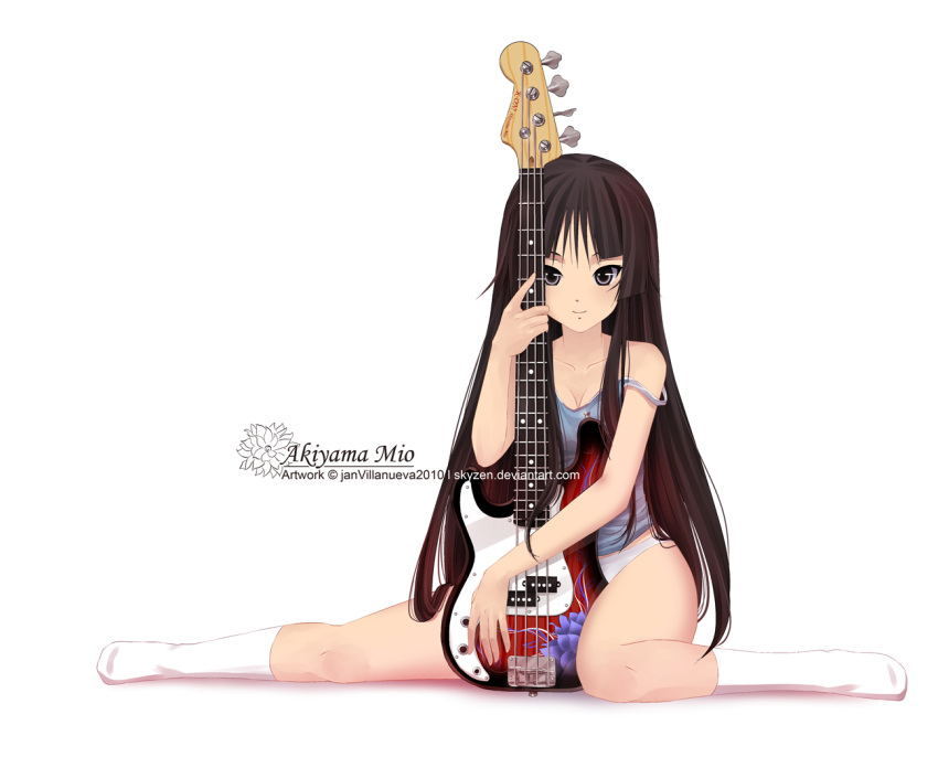 Safebooru Akiyama Mio Alternate Hairstyle Bangs Bass Guitar Black