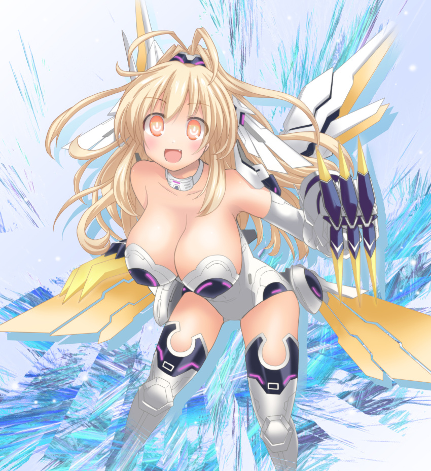 blonde_hair bodysuit breasts choujigen_<b>game</b>_neptune claws fang highres huge...