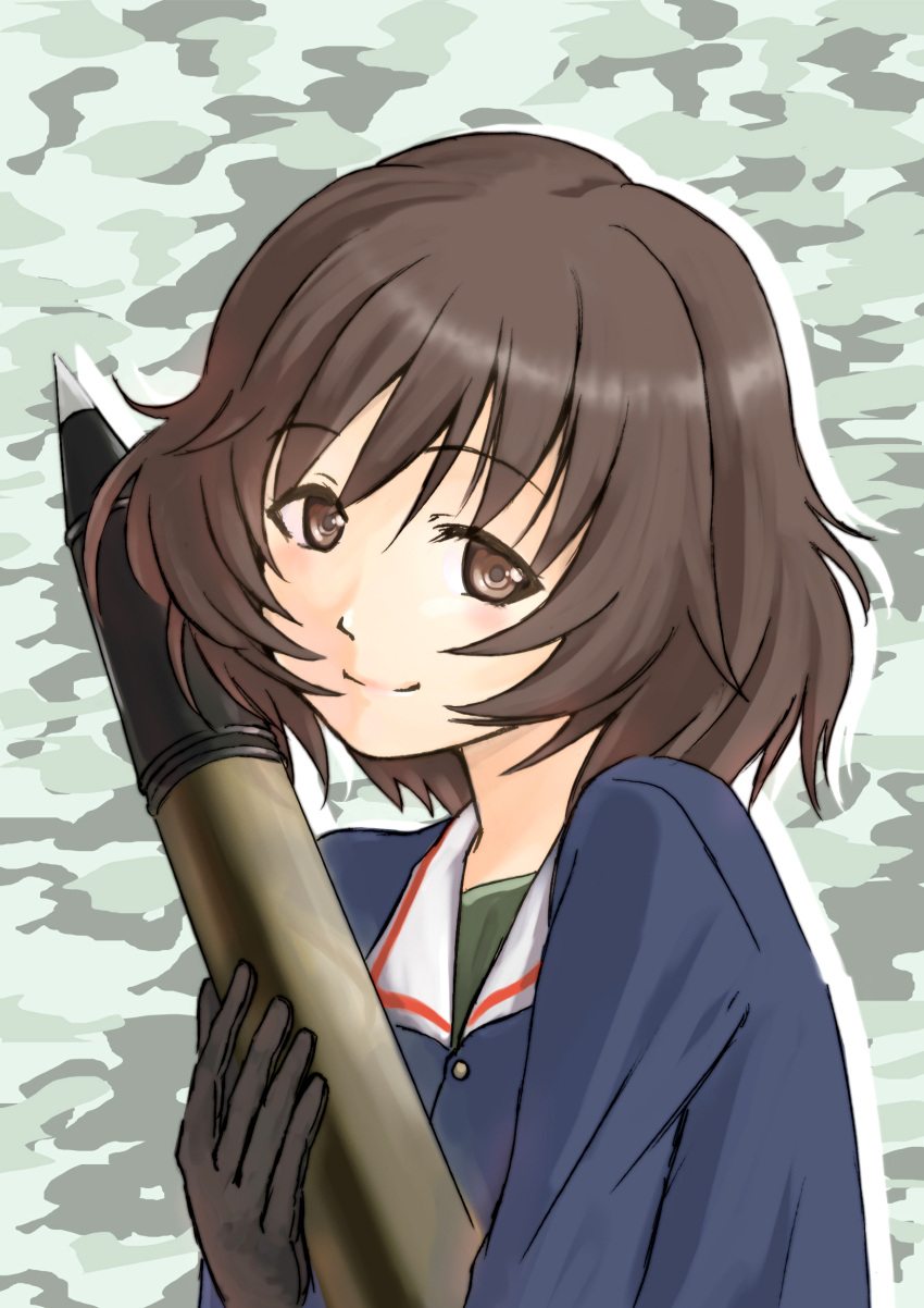 Safebooru - 1girl akiyama yukari ammunition brown hair ganzy