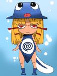 1girl :< @ alternate_costume blonde_hair hat moriya_suwako onikobe_rin pokemon poliwag red_eyes short_hair solo tail touhou rating:Safe score:1 user:danbooru