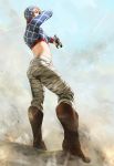 1boy ass boots changye foreshortening guido_mista gun hat jojo_no_kimyou_na_bouken midriff solo tiger_print weapon rating:Safe score:0 user:danbooru