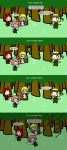 4girls 4koma ammunition arrow bloodykangaroo bow_(weapon) chibi comic english forest jenny_diesalot original sarah_mcknight sword walfas weapon rating:Safe score:0 user:mofumofunya