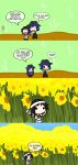 1boy 2girls blindfold borrowed_character karuma_shinji karuma_shino kijin_seija original sunflowers tobiobito4ever_(thegapyoukai) touhou trolling walfas rating:Safe score:0 user:mofumofunya