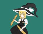  1girl baguette blonde_hair braid bread hat kirisame_marisa looking_at_viewer ribbon simple_background solo touhou witch_hat worst2hu  rating:safe score: user:sodamachine