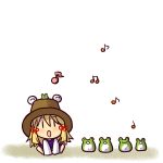 :<> chibi closed_eyes frog hat moriya_suwako musical_note simple_background singing socha touhou rating:Safe score:3 user:Gelbooru