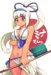 breasts highres maebari majikina_mina ponytail samurai_spirits solo tan white_hair yu_3 rating:Safe score:2 user:Gelbooru
