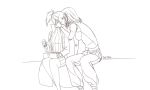 2girls braid female hand_on_another's_face high_ponytail highres install_(all_install) kiss labcoat mercy_(overwatch) monochrome multiple_girls overwatch pharah_(overwatch) ponytail short_hair simple_background turtleneck white_background yuri rating:Safe score:0 user:gelbooru