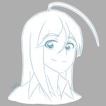  1boy ahoge borrowed_character gray_background long_hair monochrome silver_ravencroft simple_background sinamuna smile solo  rating:safe score: user:softfang
