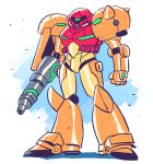 arm_cannon arms_at_sides commentary english_commentary fusion gundam looking_at_viewer mecha metroid no_humans rariatto_(ganguri) samus_aran solo standing weapon zaku_ii rating:Safe score:1 user:danbooru