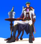 cap chair champagne code_geass food fruit highres jeremiah_gottwald male manly mask screencap stitched table rating:Safe score:1 user:Gelbooru