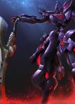 absurdres haganef highres joints looking_ahead mecha muvluv muvluv_alternative night night_sky no_humans open_hand red_eyes robot_joints sky solo standing sword takemikazuchi_(muvluv) weapon rating:Safe score:0 user:danbooru