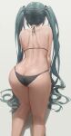1girl absurdres all_fours ass back bikini black_bikini character_request copyright_request facing_away free_style_(yohan1754) from_behind green_hair hair_ornament hatsune_miku highres long_hair swimsuit thighs twintails very_long_hair rating:questionable score: user:danbooru