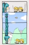 chibi comic hatsune_miku kagamine_len kagamine_rin long_hair o_o shimota translated translation_request very_long_hair vocaloid rating:Safe score:0 user:Gelbooru