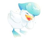  26tumugi blue_eyes duck highres looking_at_viewer no_humans one_eye_closed open_mouth pokemon pokemon_(creature) pokemon_sv quaxly simple_background sparkle sparkling_eyes white_background  rating:safe score: user:danbooru