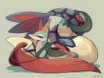 a-nya blush eye_contact gen_3_pokemon gen_5_pokemon looking_at_another milotic no_humans pokemon pokemon_(creature) red_eyes serperior shadow simple_background smile twitter_username vine_whip wrapped_up rating:safe score: user:mr.tea