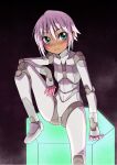 1girl android aqua_eyes arm_on_knee commentary_request dark-skinned_female dark_skin eyebrows_visible_through_hair flat_chest hexagon joints one_knee original pink_hair robot_joints short_hair simple_background sitting solo tommy_region rating:Safe score:0 user:danbooru