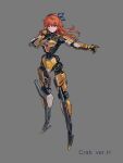 1girl android armor commentary_request full_body grey_background hair_ribbon highres joints long_hair mixed-language_commentary orange_hair original ribbon robot_joints science_fiction solo standing ushas rating:Safe score:0 user:danbooru