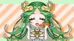 1girl ;) ^_^ animated_gif bare_shoulders carrot chibi commissioner_upload female_solo green_eyes green_hair kid_icarus_uprising km2neo large_breasts looking_at_viewer matching_hair/eyes necklace palutena parted_bangs skeb_commission sleeveless_dress slideshow smile solo solo_female strapless_dress very_long_hair white_dress wink rating:Safe score:0 user:curepalus