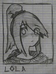  1girl blush clothes_pull highres long_hair looking_at_viewer notebook original paper pen pencil sergent_magnom sketch sketchbook sketching solo white_eyes white_hair  rating:general score: user:danbooru