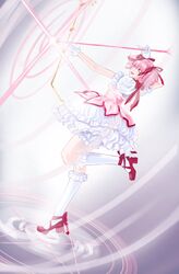  1girl arrow bow dress full_body kaname_madoka lucibill magical_girl mahou_shoujo_madoka_magica mahou_shoujo_madoka_magica_(anime) pink_eyes pink_hair puella_magi ribbon ukrainian_artist  rating:safe score: user:volmier