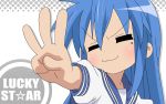 blue_hair closed_eyes izumi_konata lucky_star seifuku solo rating:Safe score:0 user:KonaChan