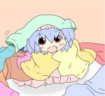 bad_id blue_hair blush chibi child fang happy hat laundry object_on_head open_mouth red_eyes remilia_scarlet smile solo touhou toutoto_(sunoures) rating:Safe score:0 user:danbooru