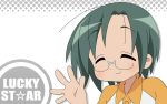 closed_eyes glasses green_hair lucky_star narumi_yui short_hair white rating:Safe score:2 user:konachan