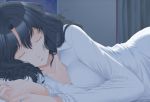 1girl amagami bad_id black_hair lying ns_(nasu2000) on_side pajamas short_hair sleeping solo tanamachi_kaoru wavy_hair rating:Safe score:2 user:danbooru