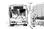 bus_stop comic commentary commentary_request contemporary fujiwara_no_mokou long_hair monochrome motor_vehicle phone school_uniform shinoasa silent_comic touhou vehicle rating:Safe score:0 user:danbooru