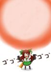 >_< :d absurdres arm_cannon black_hair blush blush_stickers bow cape chibi hair_bow highres long_hair no_nose open_mouth reiuji_utsuho sinra_(rakuto) smile solo third_eye touhou weapon wings rating:Safe score:3 user:danbooru