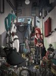 android aqua_hair bag bikini highres junk long_hair messy_room multiple_girls original pipes plastic_bag red_hair redhead robot_joints stairs sukabu swimsuit thigh-highs thighhighs tools trash_bag twintails rating:Safe score:4 user:danbooru