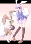 1girl black_legwear bunny_ears crossover letterboxed lopunny miyo_(miyomiyo01) pokemon pokemon_(creature) purple_hair red_eyes reisen_udongein_inaba thighhighs touhou rating:Safe score:2 user:danbooru