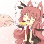 ^_^ animal_ears benauxi blush cat_ears cat_tail chibi closed_eyes detached_wings extra_ears eyes_closed fangs feeding flapping hands happy hazuki_ruu head_wings heart kemonomimi_mode koa_(phrase) koakuma long_hair minigirl necktie open_mouth pointy_ears pudding red_hair redhead simple_background skirt smile so_moe_i'm_gonna_die! solo spoon tail the_embodiment_of_scarlet_devil touhou trembling v_arms very_long_hair vest wings rating:Safe score:1 user:danbooru