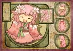 asa_no_ha_(pattern) blush_stickers character_sheet cherry_blossoms closed_eyes eyes_closed fairy flower from_behind japanese_clothes kimono long_hair original personification pink_hair ribbon solo translated translation_request rating:Safe score:1 user:danbooru