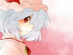 1girl aenobas brooch bust hammer_(sunset_beach) hat jewelry red_eyes remilia_scarlet short_hair smile solo touhou rating:Safe score:0 user:danbooru