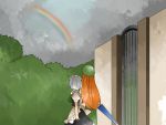 aenobas bush comic gate hammer_(sunset_beach) hat hong_meiling izayoi_sakuya long_hair maid maid_headdress multiple_girls orange_hair rainbow red_hair short_hair silent_comic the_embodiment_of_scarlet_devil touhou umbrella rating:Safe score:0 user:danbooru