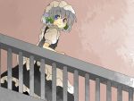 aenobas balcony blue_eyes bow braid comic hair_bow hammer_(sunset_beach) izayoi_sakuya maid maid_headdress short_hair silent_comic silver_hair smile solo touhou rating:Safe score:0 user:danbooru