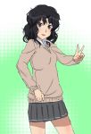 1girl amagami black_hair school_uniform short_hair solo sweater tanamachi_kaoru tsubatsubaki v rating:Safe score:0 user:danbooru
