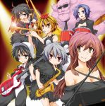 alternate_costume animal_ears bare_shoulders black_dress black_eyes black_hair blonde_hair blue_hair breasts brown_hair cleavage dress drum gradient_hair grey_hair guitar hat hemogurobin_a1c hijiri_byakuren houjuu_nue instrument kumoi_ichirin long_hair mouse_ears multicolored_hair multiple_girls murasa_minamitsu nazrin necktie pointy_ears purple_hair red_eyes sailor_hat saxophone short_hair smile sunglasses toramaru_shou touhou trombone trumpet unzan rating:Safe score:0 user:danbooru