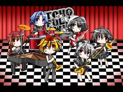 ahoge alternate_costume animal_ears bad_id band bare_shoulders bass_guitar black_eyes black_hair blonde_hair blue_hair brown_eyes brown_hair cape checkered checkered_floor drum drum_set grand_piano grey_hair hair_ornament hat hemogurobin_a1c hijiri_byakuren houjuu_nue instrument kumoi_ichirin long_hair mouse_ears multiple_girls murasa_minamitsu nazrin piano pointy_ears red_eyes saxophone short_hair smile toramaru_shou touhou trombone trumpet rating:Safe score:0 user:danbooru