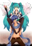 aqua_hair assertive blindfold blue_hair elbow_gloves english femdom food gloves hatsune_miku ice_cream kaito long_hair malesub necktie pgb scarf spring_onion thighhighs tongue topless twintails unzipped vocaloid rating:Safe score:1 user:danbooru