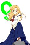 5 9 blonde_hair brown_eyes kami_nomi_zo_shiru_sekai katsuragi_mari long_hair long_skirt midriff orange_hair red_eyes rock school_uniform schoolgirl serafuku shoe shoes skirt teenage young rating:Safe score:1 user:danbooru