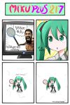 >:3 4koma :3 :o anger_vein blush_stickers catstudio_(artist) chibi comic detached_sleeves electric_flyswatter fleeing flyswatter green_eyes green_hair hatsune_miku heavy_breathing highres leonidas mosquito necktie open_mouth shirt skirt solid_circle_eyes thai translated translation_request twintails vocaloid |_| rating:Safe score:1 user:danbooru